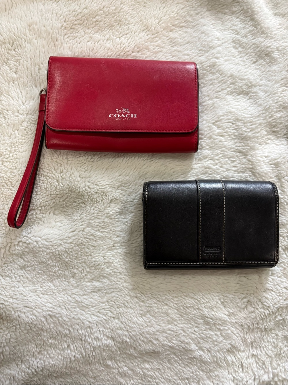 Coach Red Leather Wristlet Wallet & Black Wallet